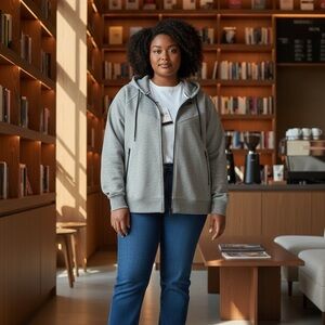 Nike Grey Women’s Hooded Zip Jacket with Black Trim NWT